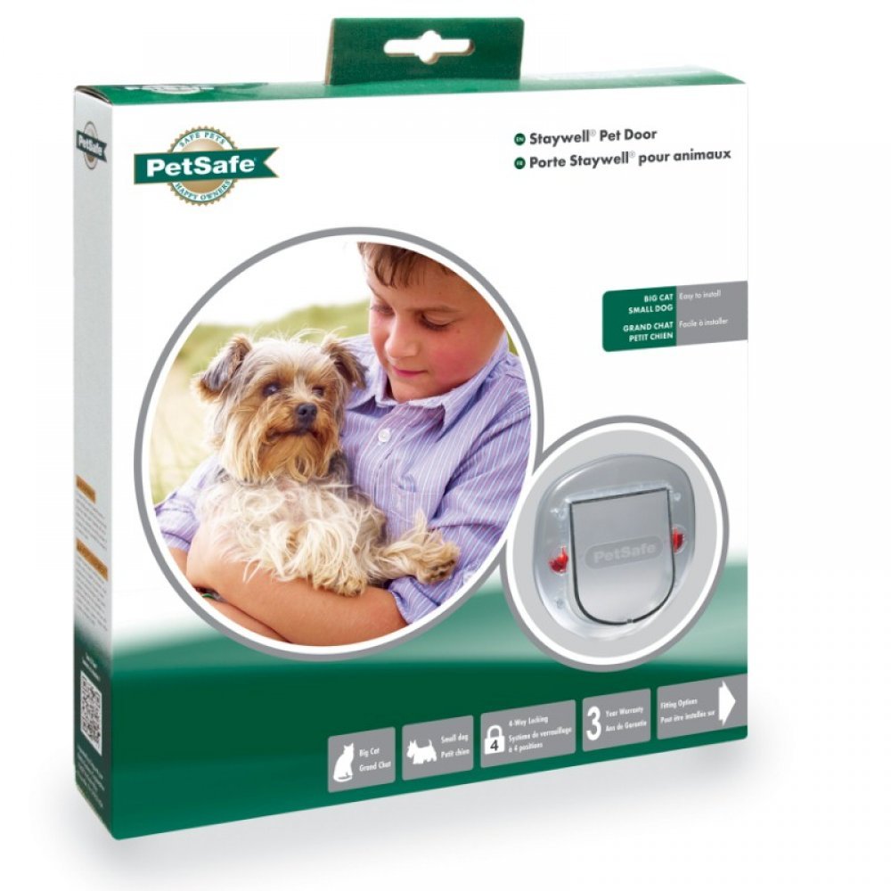Staywell Deluxe Manual 4 Way Locking Large Cat/Small Dog Flap White