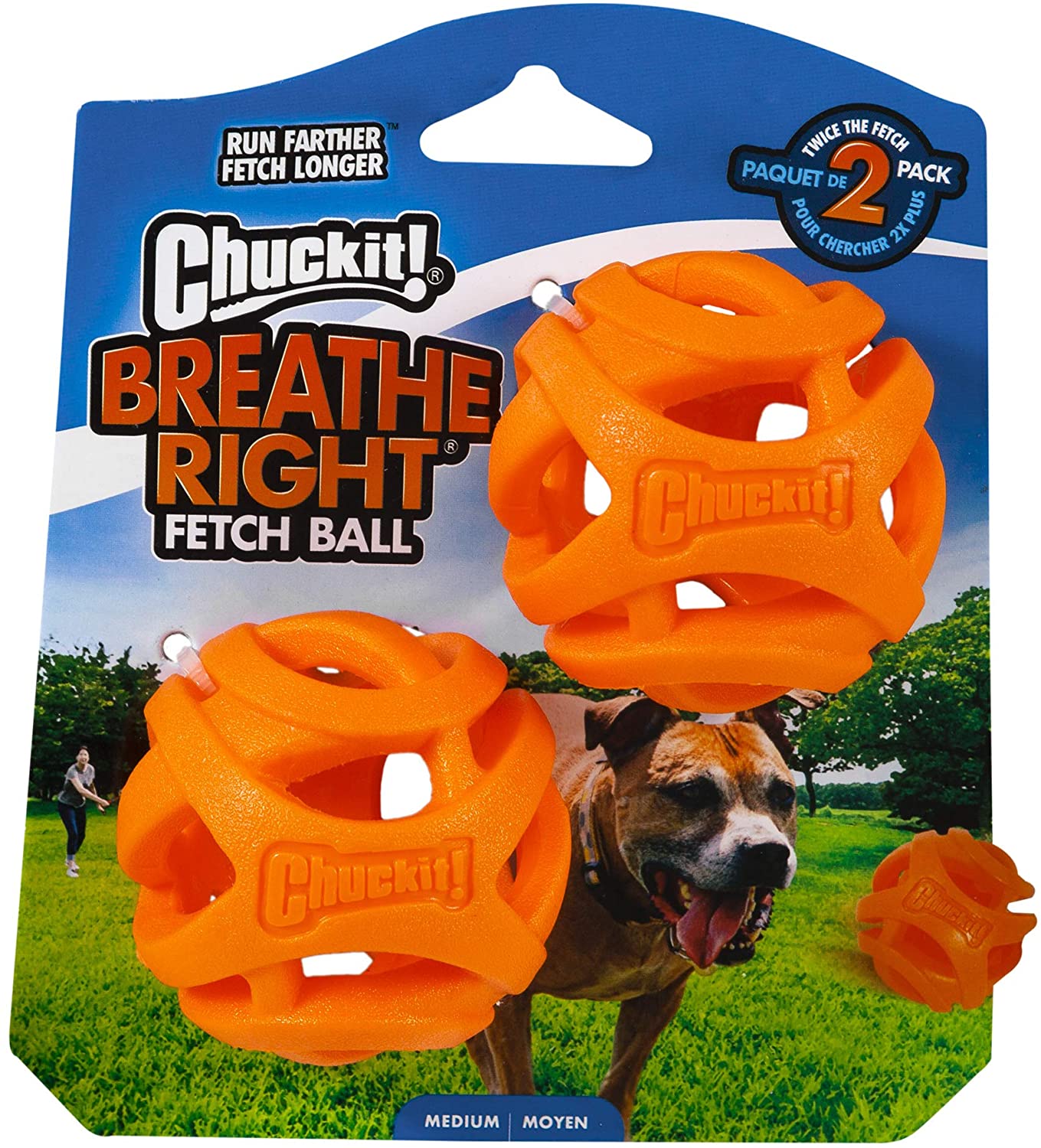 Chuckit! Breathe Right Fetch Ball Medium - Twin Pack
