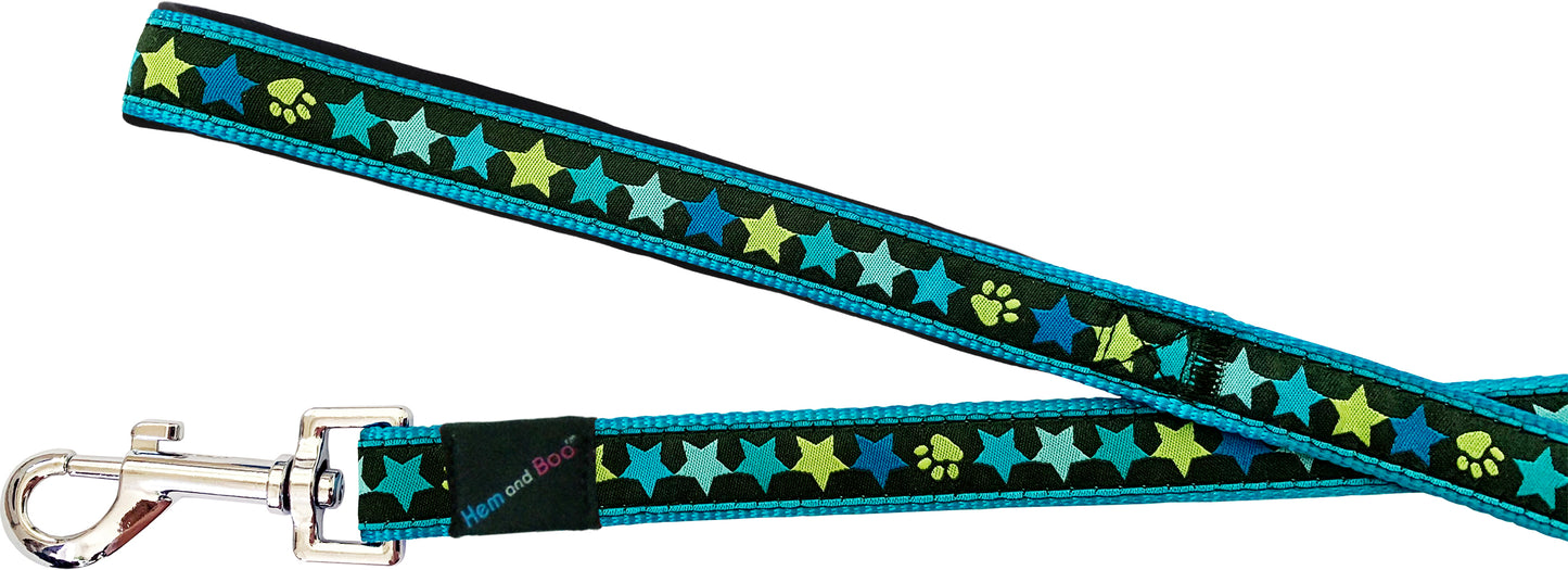 Hem & Boo Stars Blue Lead With Neoprene Padded Handle