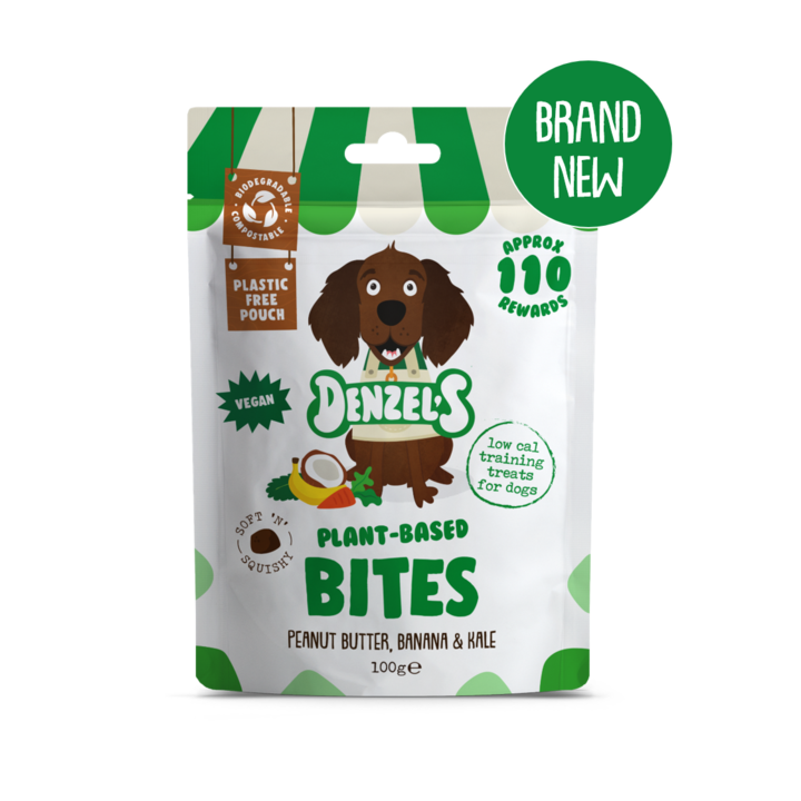 Denzel's Plant Based Bites For Dogs Peanut Butter, Banana & Kale 100g
