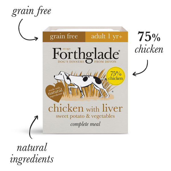 Forthglade Complete Meal Gf Adult Chicken With Liver Sweet Potato & Veg 395g