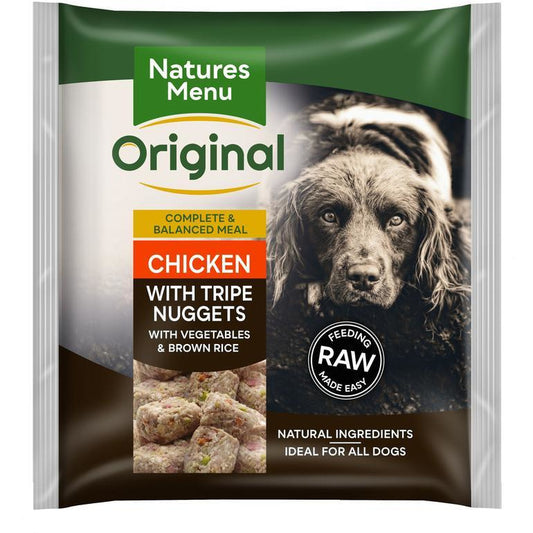 Natures Menu Dog Raw Frozen Complete Nuggets Tripe & Chicken 1kg